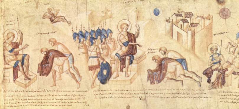 "Meister der Rolle des Josua 001" from the Joshua Roll, a 10th-century illuminated Byzantine manuscript